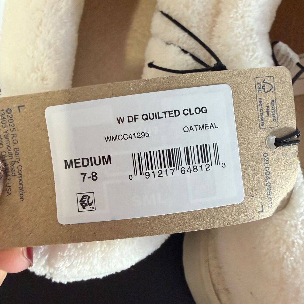 Dearfoams Quilted Clog Slippers Women’s Medium 7-8 Beige Memory Foam Cozy House - Picture 6 of 8